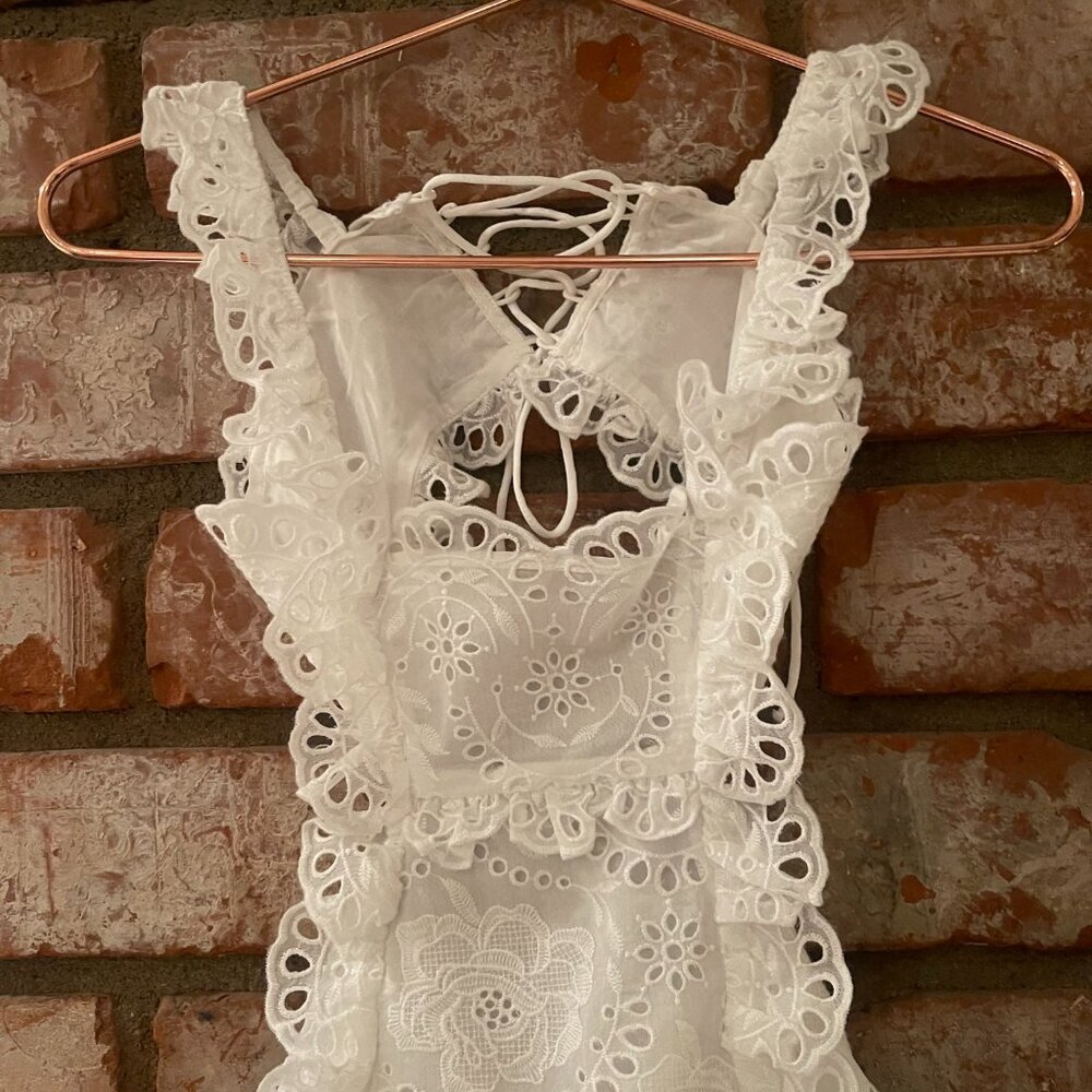 Marlo Kids White Embroidered Eyelet Dress Girls 7–8 New With Tags - Picture 2 of 12